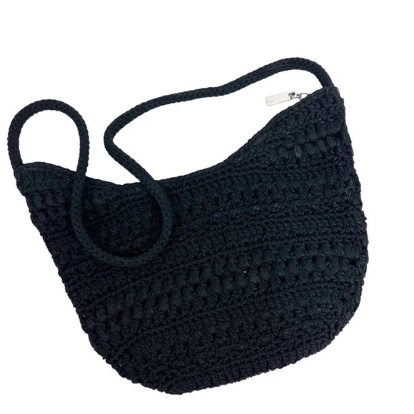 THE SAK Black Macramé Shoulder Bag full top zip - Picture 5 of 7